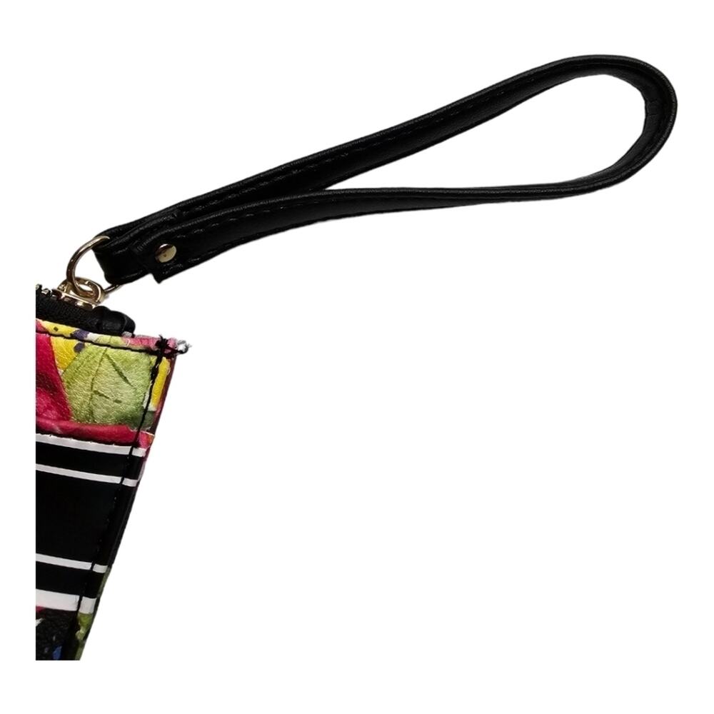 Juicy Couture Black Multi Rose Gothic Logo Stripe Wristlet - Picture 7 of 8